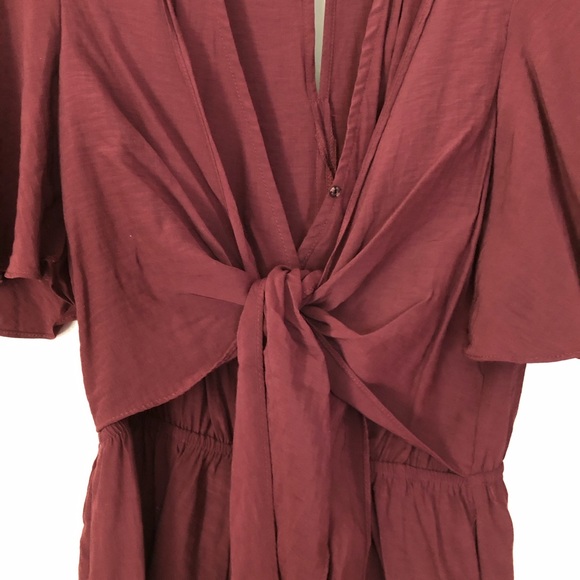 maroon tie front romper - Picture 2 of 3
